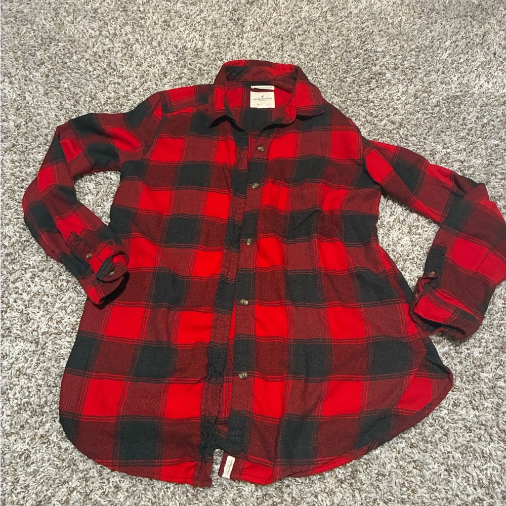 American Eagle Outfitters Red and Black Checkered Shirt